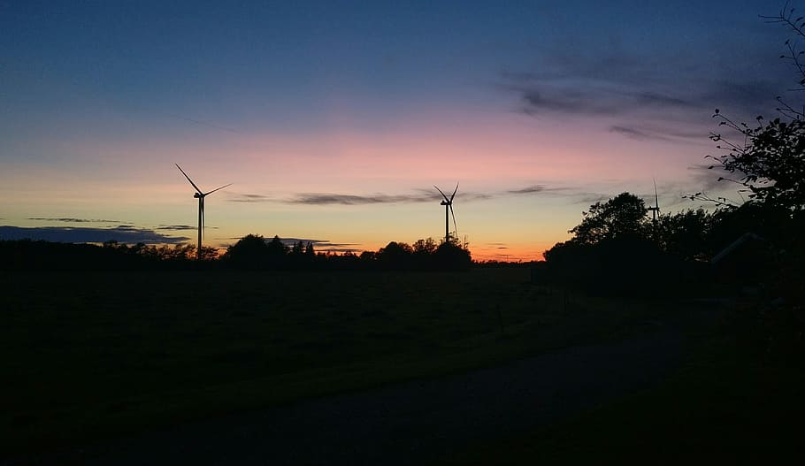 sky, windmill, sunset, fuel and power generation, turbine, environment HD wallpaper