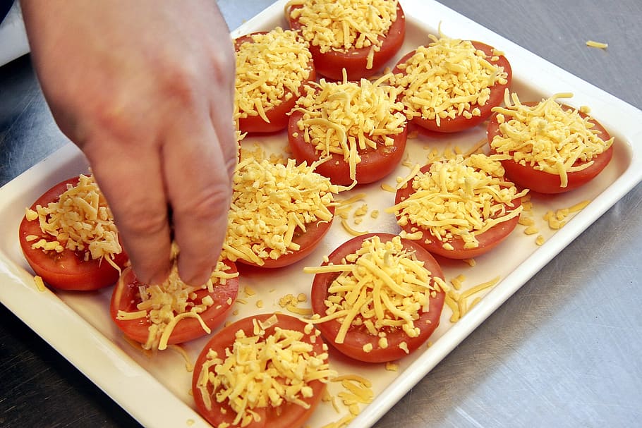 Tomatoes, Gratin, Cheese, Mozzarella, oven, garnish, baked HD wallpaper