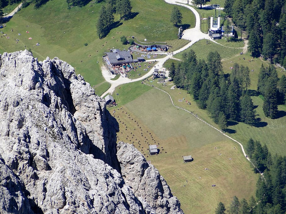 mountaineering, dolomites, view, high angle view, tree, nature HD wallpaper