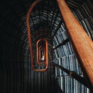 brown wooden stair rail, architecture, art, building, carpet HD wallpaper