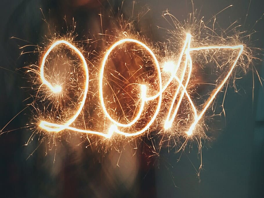 lights, night, evening, numbers, 2017, bright, danger, fireworks HD wallpaper