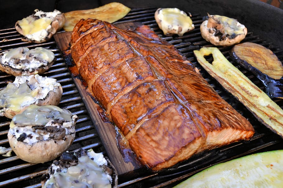 Barbecue, Salmon, Stained, Planked, delicious, salmon fillet HD wallpaper