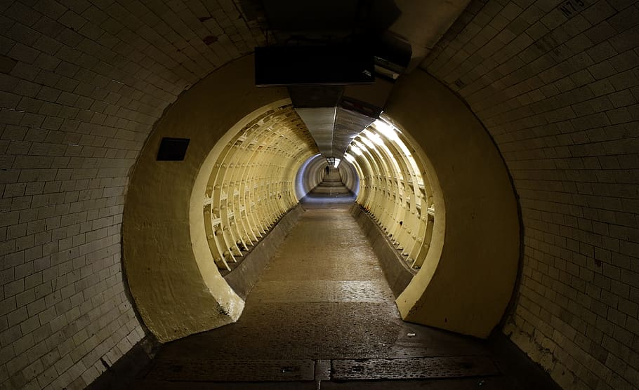 london, tunnel, blackwall, lighting, perspective, underground, HD wallpaper