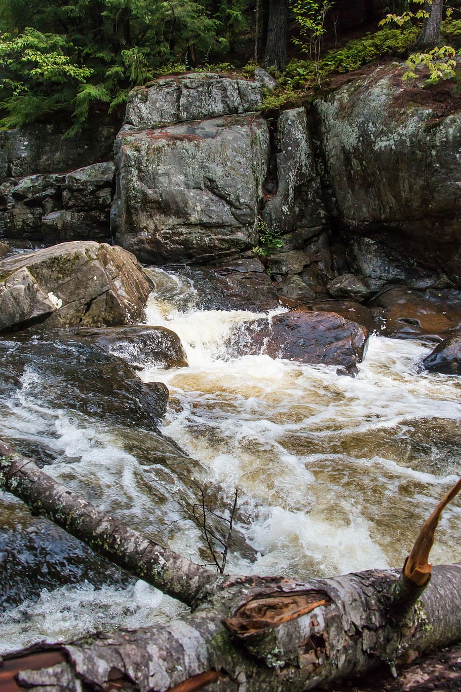 waterfall, nature, river, rapids, adirondacks, rock, flowing water HD wallpaper