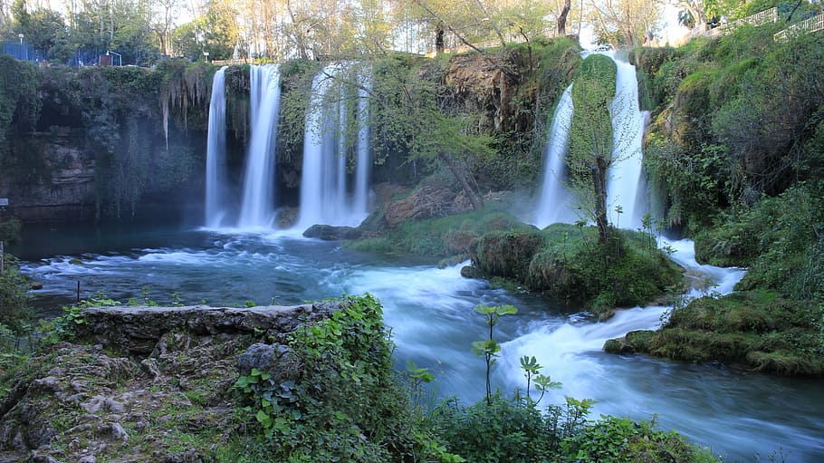 cascading waterfalls, waterfall antalya, turkey, landscape, river