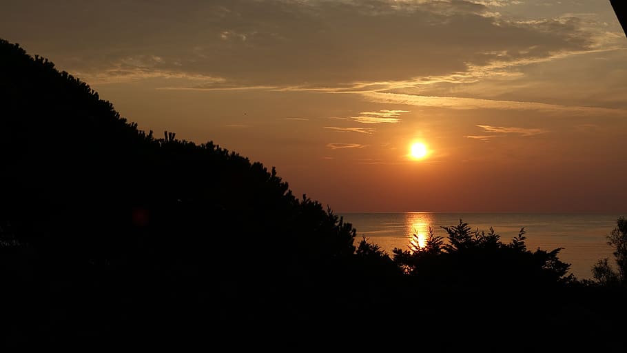 sunrise, san-nicolao, haute corse, holiday, sky, sunset, water, HD wallpaper