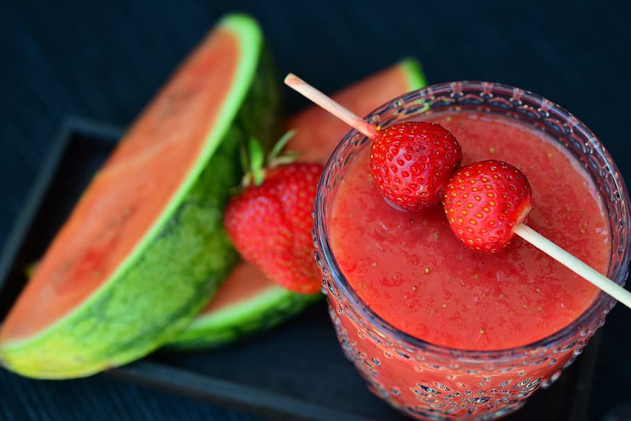 Strawberry and water melon smoothie, food/Drink, diet, fruit, HD wallpaper