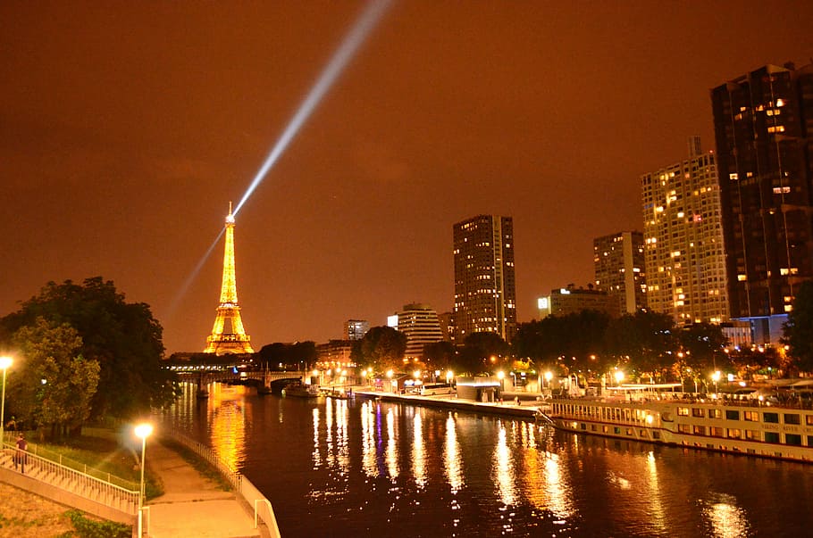 Eiffel Tower, paris, night, its, light, lichtspiel, mirroring HD wallpaper