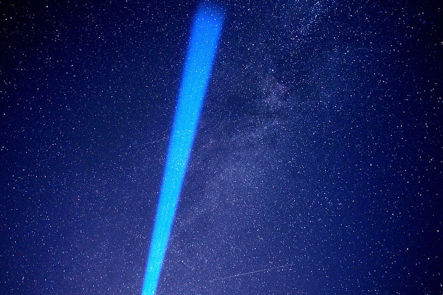 night, starry sky, flashlight, glow, lightsaber, universe, star - space HD wallpaper