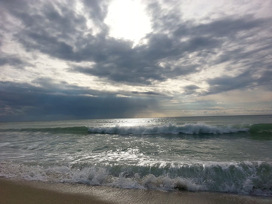 beach, sea, waves, water, beauty in nature, cloud - sky, scenics - nature HD wallpaper