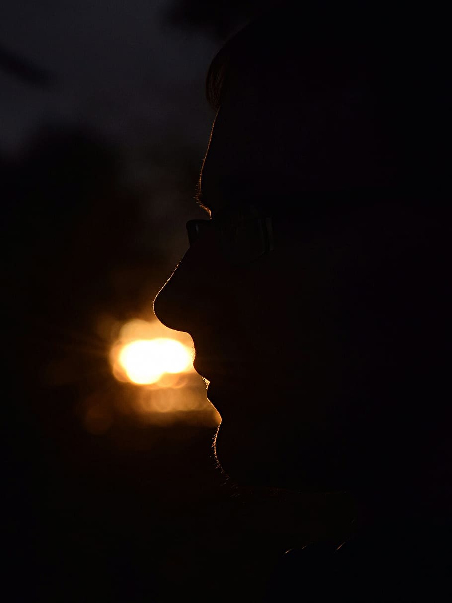 silhouette, human, shadow, face, light, side view, headshot HD wallpaper