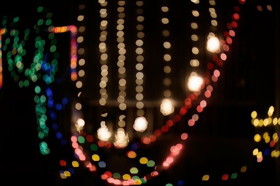bokeh, balls, colored, illuminated, night, defocused, lighting equipment HD wallpaper