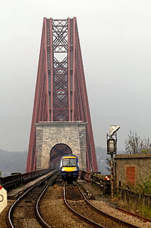 bridge, railway, scotland, forth, river, train, transport, transportation HD wallpaper