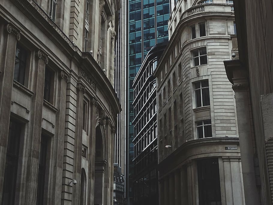 low angle photo of brown buildings, architecture, infrastructure HD wallpaper