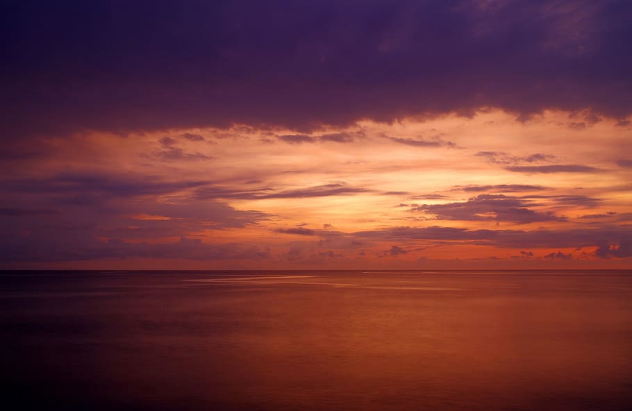 clouds, sunrise, ocean, sunset, cloud - sky, dramatic sky, scenics HD wallpaper