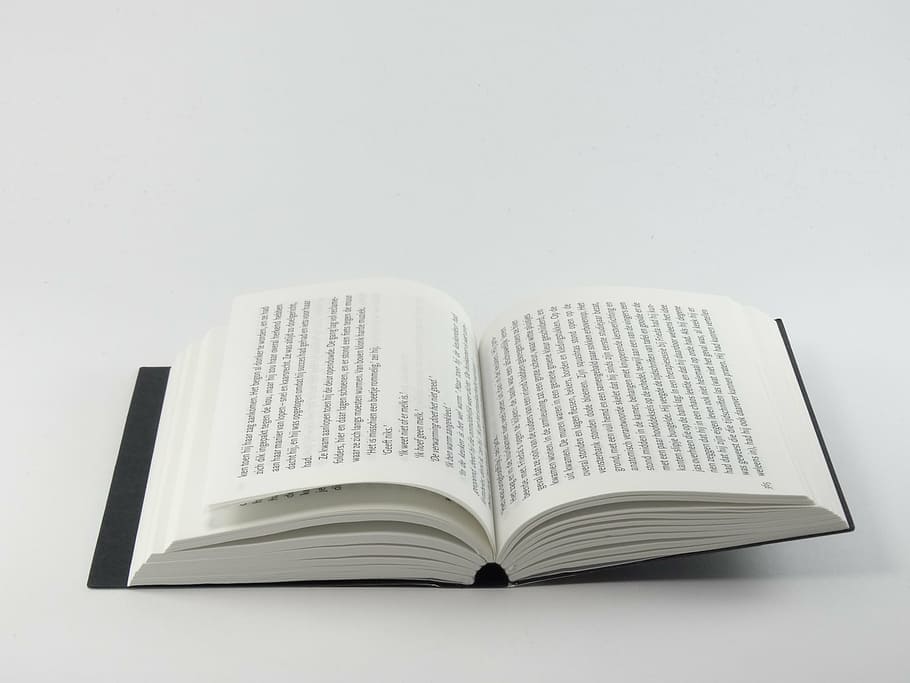 opened textbook, booklet, read, paper, studio shot, white background HD wallpaper