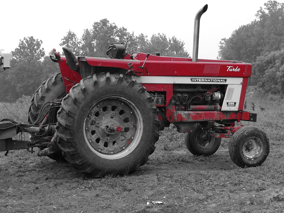 tractor, red, farm, farmer, land vehicle, transportation, mode of transportation HD wallpaper