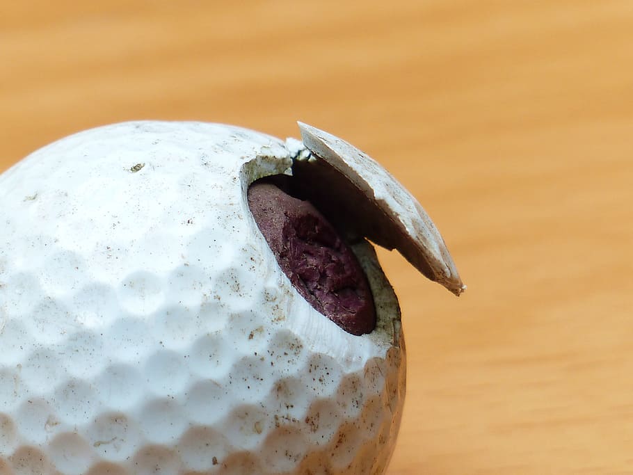 Golf Ball, Golf, Ball, White, Broken, battered, saji, damaged HD wallpaper