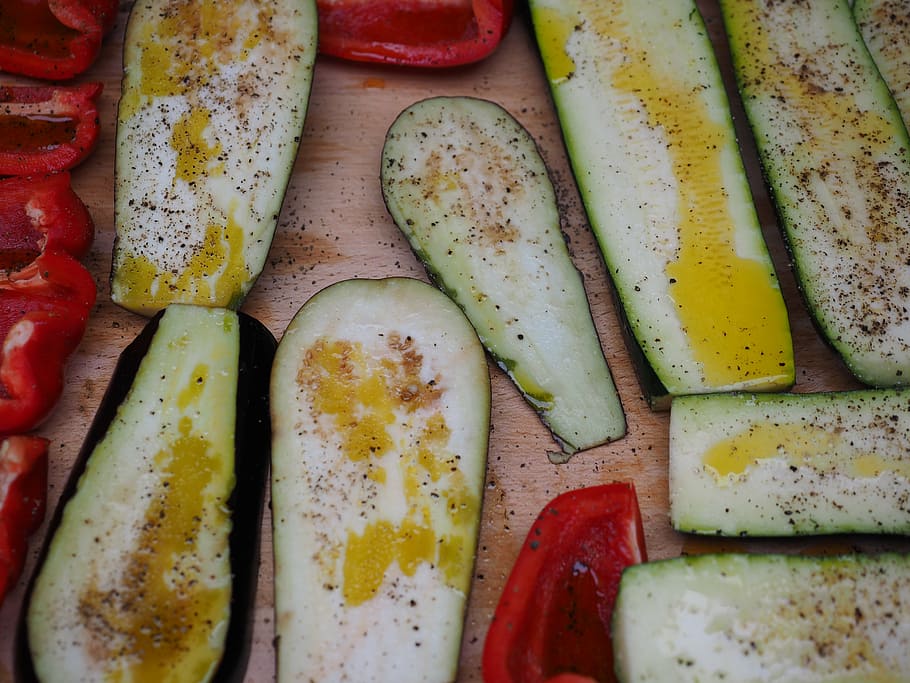 vegetables, grilled vegetables, zucchini, paprika, peppery, HD wallpaper