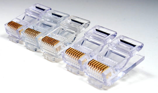 closeup photography of RJ45's, adapter, ethernet, internet HD wallpaper