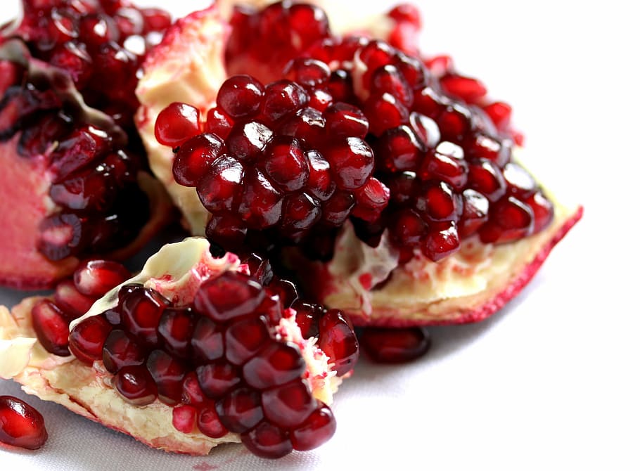 sliced red pomegranate fruit, nature, plants, exotic, sweet HD wallpaper