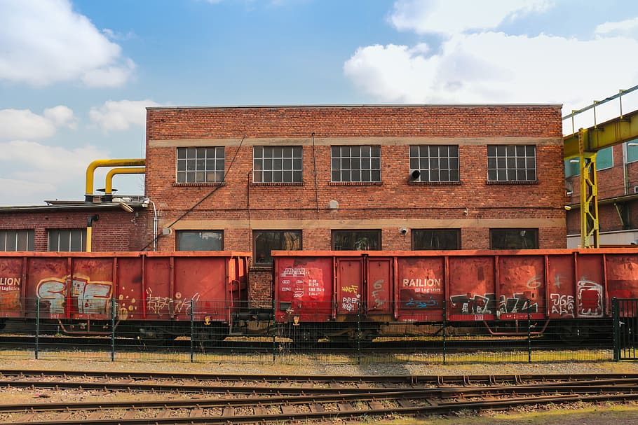 architecture, old, building, train, old building, freight train HD wallpaper