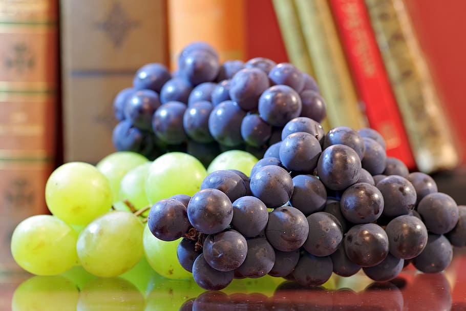 grapes, fruit, sweet, vines, bunch of grapes, violet, book HD wallpaper
