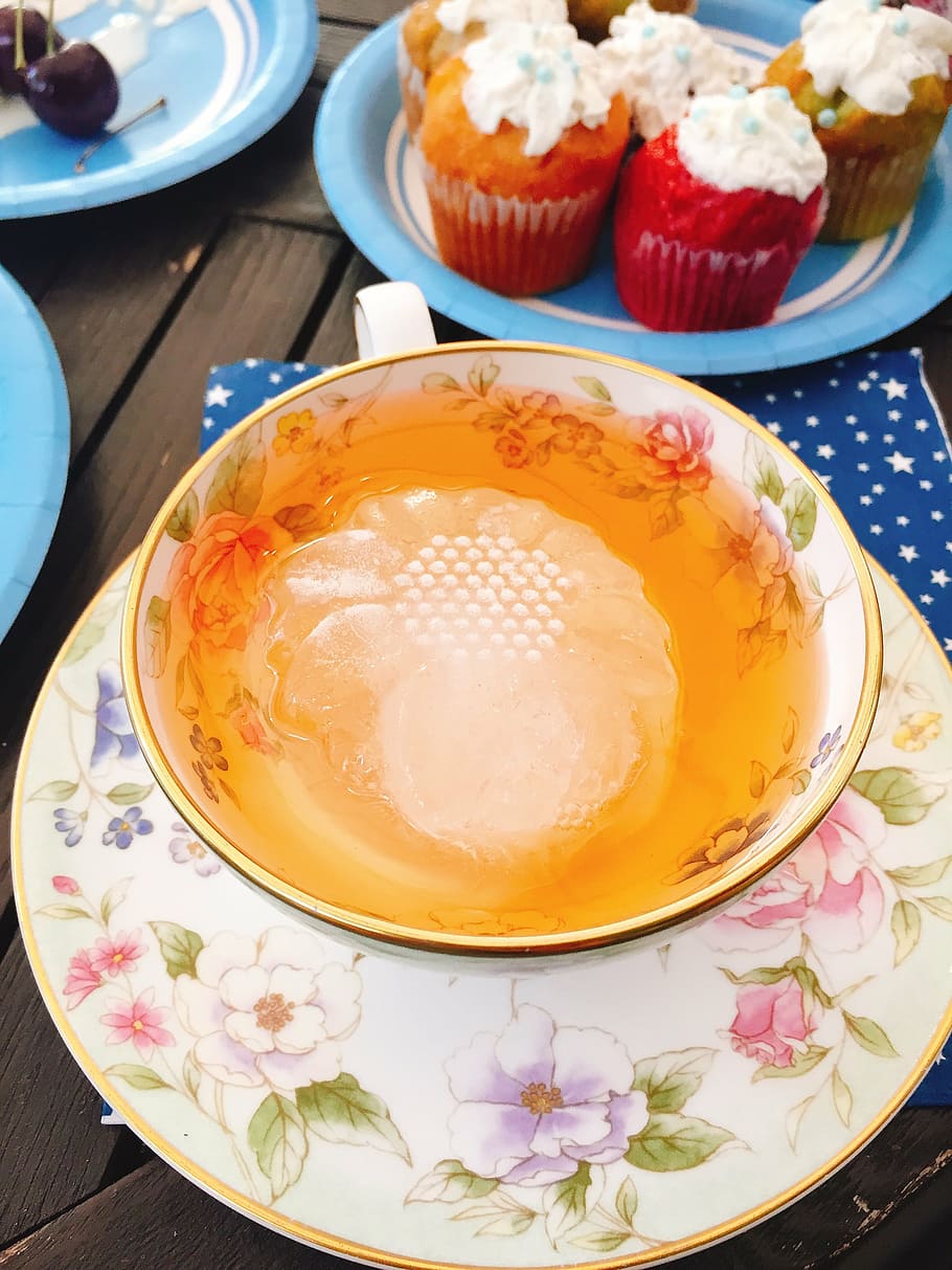 cafe, tea, tee, iced tea, black tea, teacup, dessert, tea time HD wallpaper