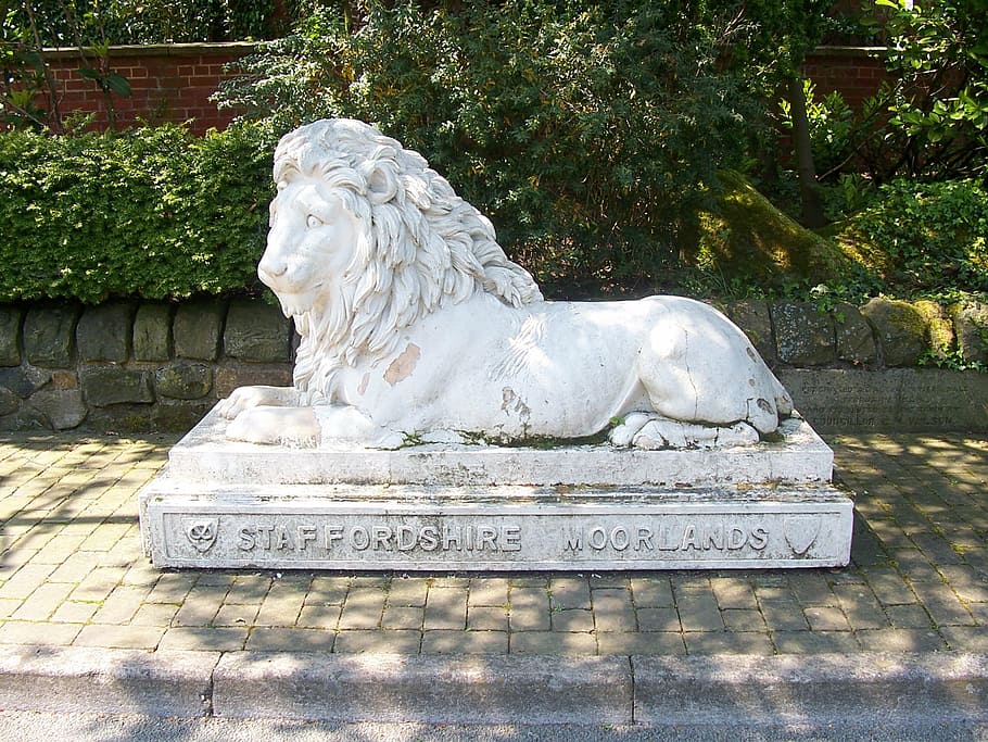 lion, stone, statue, art and craft, sculpture, representation HD wallpaper