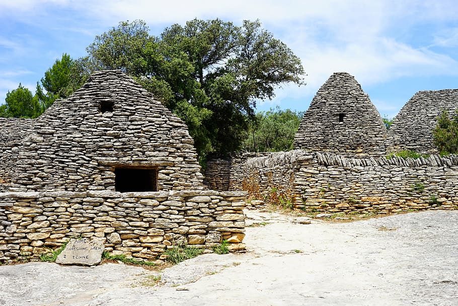 beehive hut, bories, mounting position, village des bories, HD wallpaper