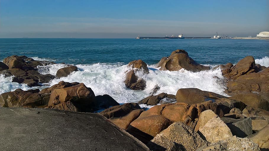 porto, ocean, atlantic, sea, rock, water, rock - object, solid HD wallpaper