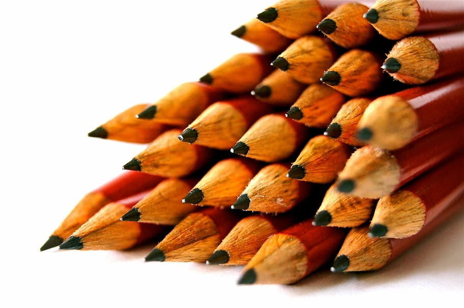selective focus photography of pile of pencils, school, great HD wallpaper