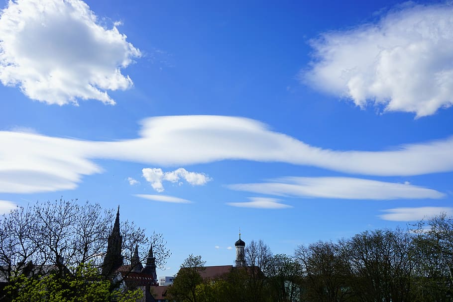 clouds, sleet, cloud formation, sky, summer day, blue, white HD wallpaper