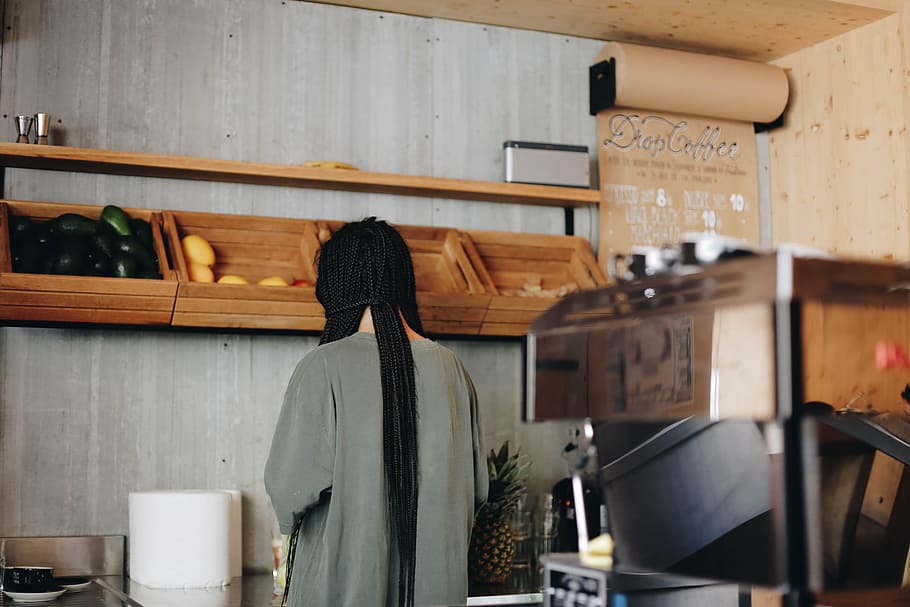people, man, kitchen, counter, long hair, coffee, shop, restaurant HD wallpaper
