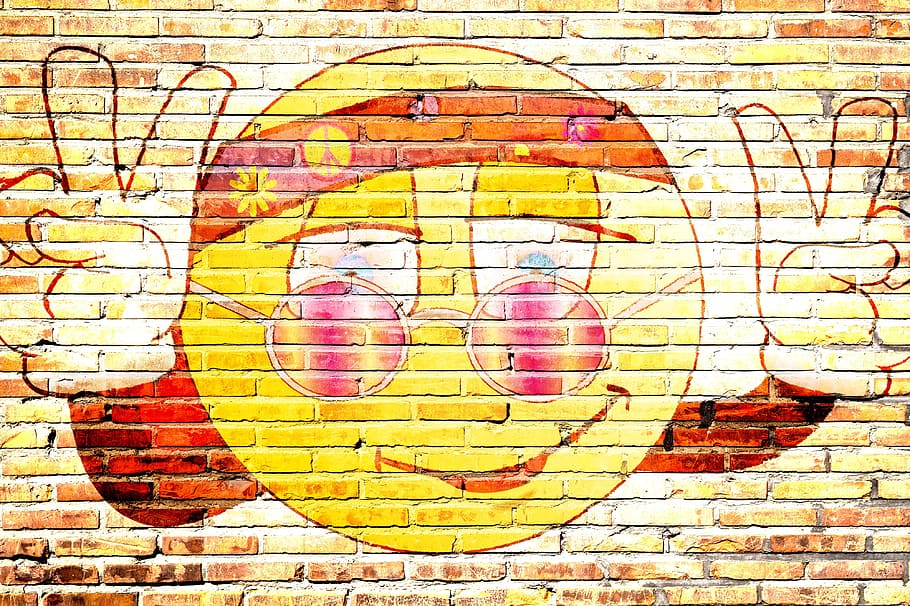 HD wallpaper: yellow emoji heppies, peace, cool, happy, funny, symbol,  multi colored | Wallpaper Flare