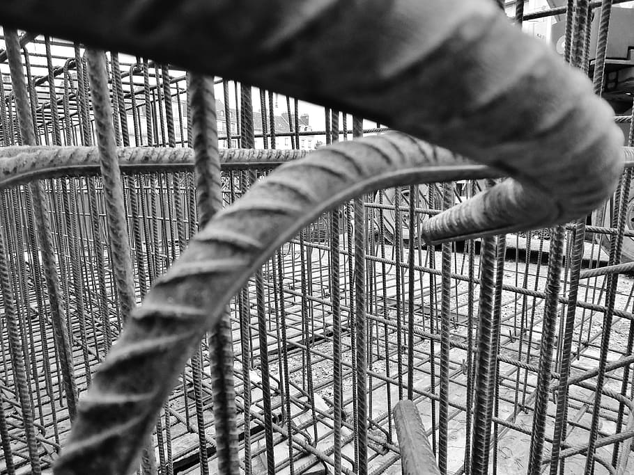 work, metal, iron, tram, besançon, structure, black and white HD wallpaper