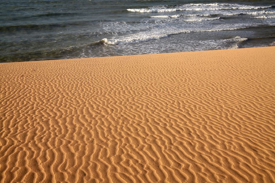 desert, guajira, sand, beach, land, water, sea, no people, wave HD wallpaper