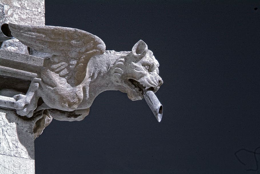 Gargoyle, Carved, Stone, Grotesque, carving, gothic, statue, HD wallpaper