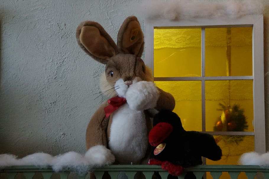winter, hare, home, illuminated, lighting, christmas, toys HD wallpaper