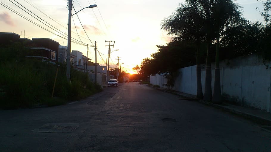 Shadow, Street, Sunset, the way forward, transportation, no people HD wallpaper