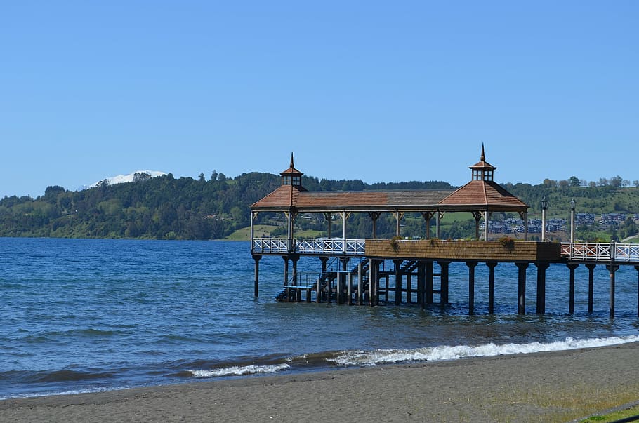 frutillar, chile, landscape, sea, nature, beach, water, architecture HD wallpaper