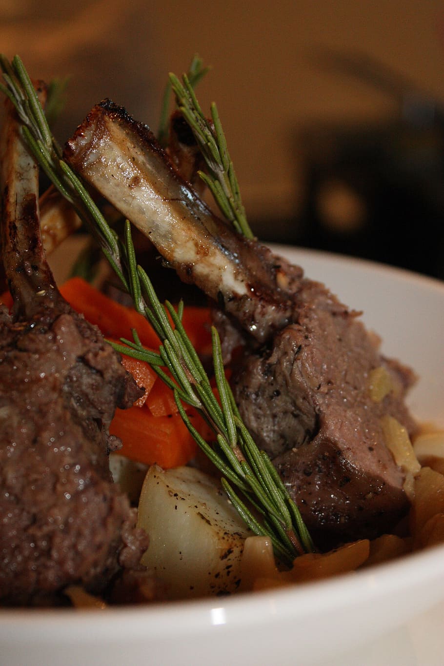 cooked meat with vegetables, roast, lamb, meal, roasted, dinner HD wallpaper