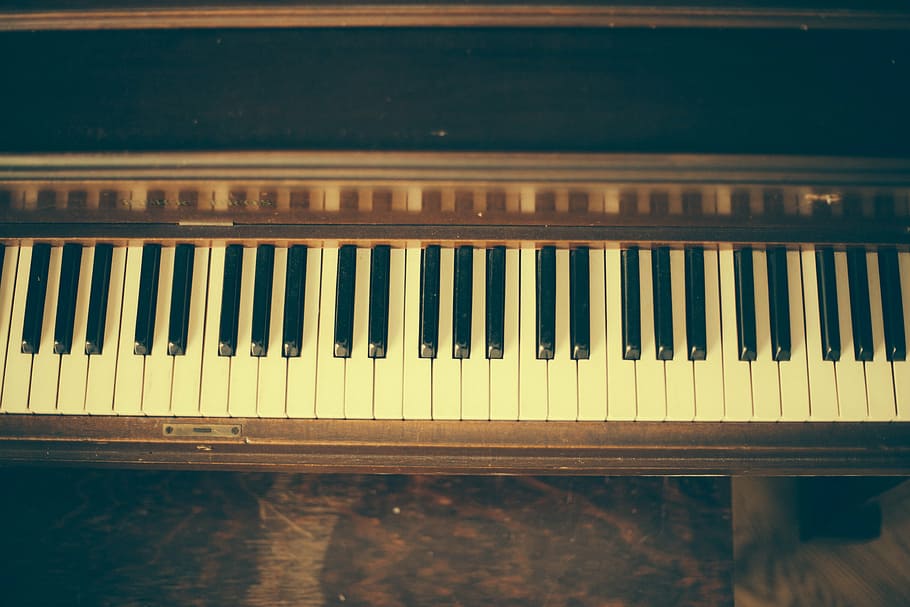 sephia photography of piano keys, music, instruments, sound, keyboard, HD wallpaper