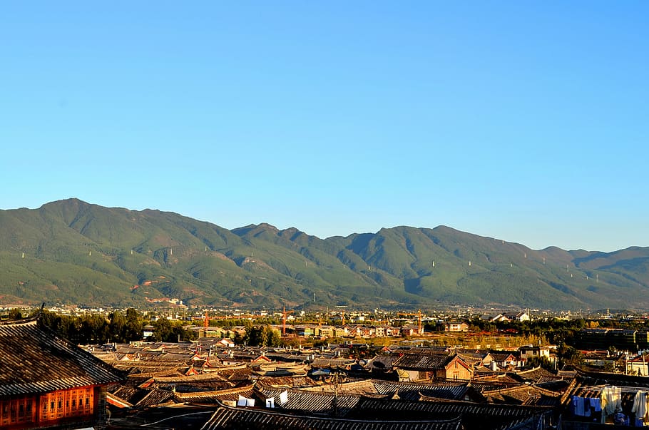 Alpine, Village, Ancient, Town, the ancient town, lijiang, sky