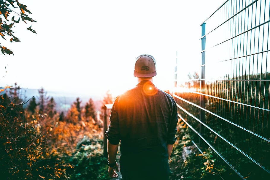 dawn, nature, sky, man, boy, cap, casual, dusk, environment, forest HD wallpaper