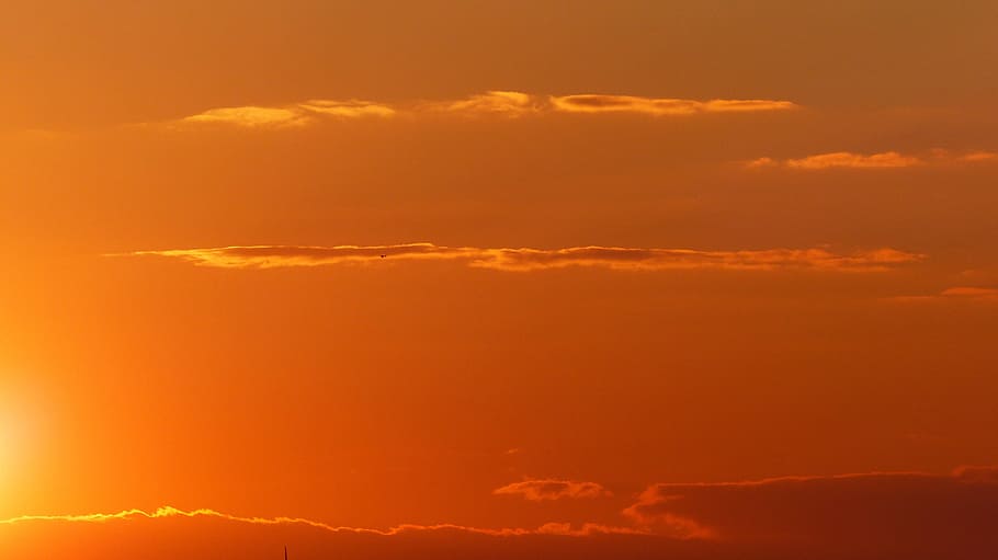 sunset, sunrise, sky, glow, morgenrot, evening sky, morning HD wallpaper