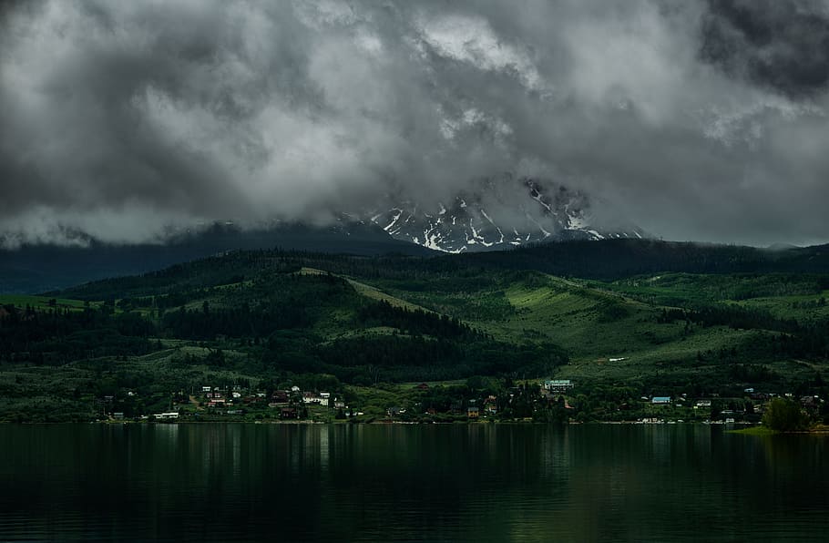 mountain, highland, dark, cloud, sky, summit, ridge, landscape HD wallpaper