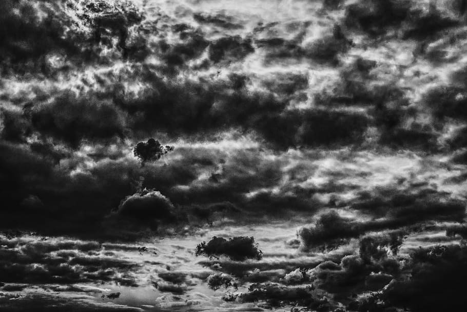 grayscale photography of clouds, dramatic, sky, mood, dramatic sky