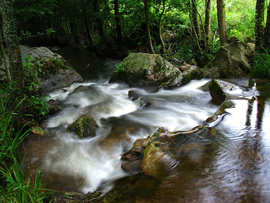 time lapse photography of stream, river, current, water, landscape, HD wallpaper