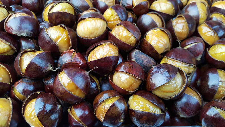 roasted chestnuts, chesnuts, fresh chestnuts, food, food and drink HD wallpaper